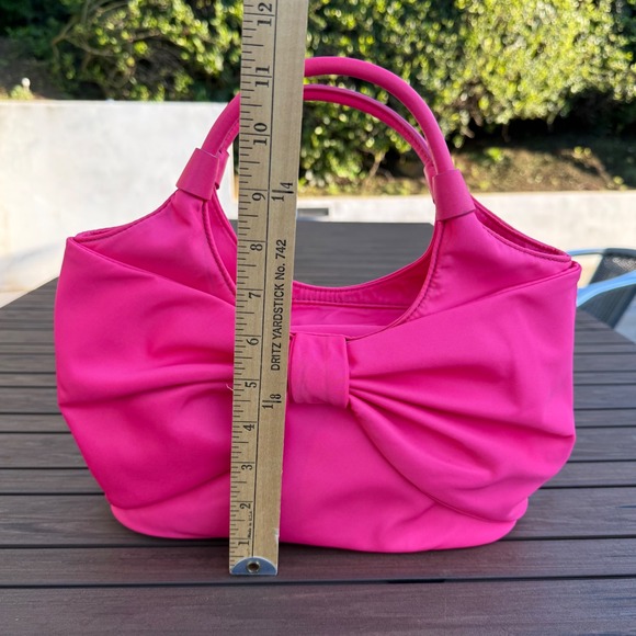 Kate Spade Small Sutton Strawfroyo Nylon Bow Tote Bag Hot Pink PXU4561 - Picture 13 of 14